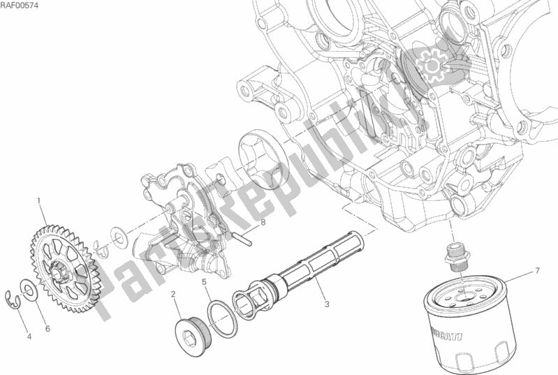 All parts for the Oil Pump - Filter of the Ducati Multistrada 950 Touring 2018